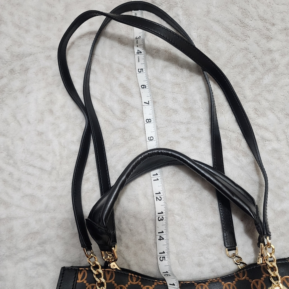 Mario Valentino Shoulder Bag Black Metallic Embossed Momogram Logo NWT - Picture 12 of 15